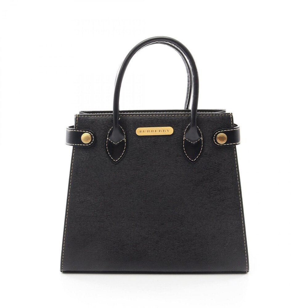 Burberry Logo Handbag Leather Black Ghw #292233B51B